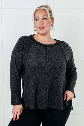 Simple Silhouette Brushed Hacci Sweater in Black-Tops-Ave Shops-Motis & Co Boutique, Women's Fashion Boutique in Carthage, Missouri
