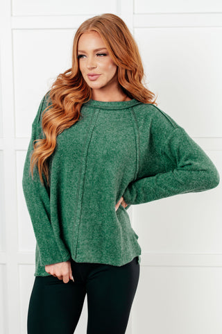 Simple Silhouette Brushed Hacci Sweater in Dark Green-Tops-Ave Shops-Motis & Co Boutique, Women's Fashion Boutique in Carthage, Missouri