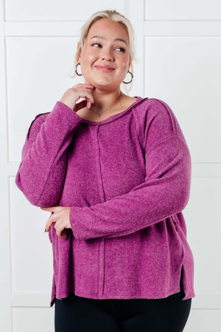 Simple Silhouette Brushed Hacci Sweater in Light Plum-Tops-Ave Shops-Motis & Co Boutique, Women's Fashion Boutique in Carthage, Missouri