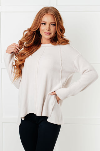 Simple Silhouette Brushed Hacci Sweater in Sand Beige-Tops-Ave Shops-Motis & Co Boutique, Women's Fashion Boutique in Carthage, Missouri