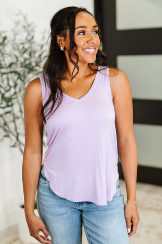 Simpler Times Basic V-Neck Tank in Lavender-Tanks-Ave Shops-Motis & Co Boutique, Women's Fashion Boutique in Carthage, Missouri