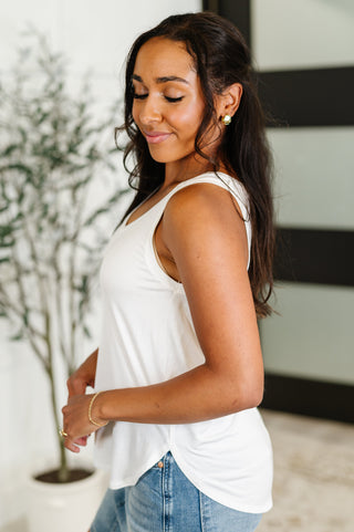 Simpler Times Basic V-Neck Tank in Off White-Tanks-Ave Shops-Motis & Co Boutique, Women's Fashion Boutique in Carthage, Missouri