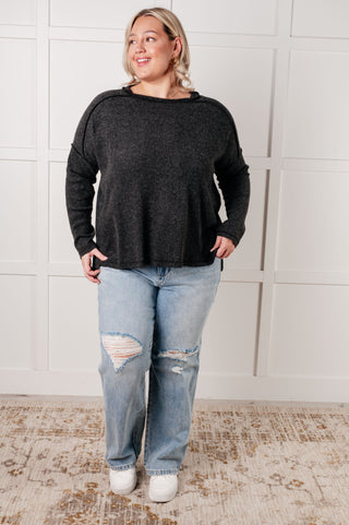 Simply Basic Ribbed Hacci Sweater in Black-sweater-Ave Shops-Motis & Co Boutique, Women's Fashion Boutique in Carthage, Missouri