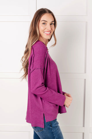 Simply Basic Ribbed Hacci Sweater in Light Plum-Sweaters-Ave Shops-Motis & Co Boutique, Women's Fashion Boutique in Carthage, Missouri