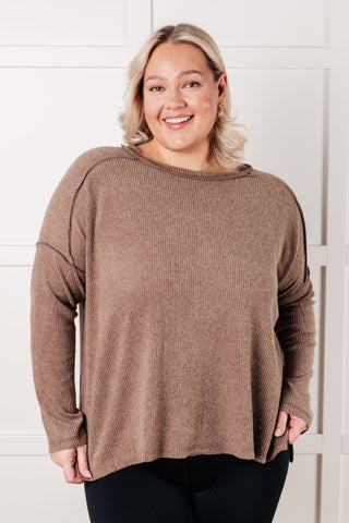 Simply Basic Ribbed Hacci Sweater in Mocha-sweater-Ave Shops-Motis & Co Boutique, Women's Fashion Boutique in Carthage, Missouri