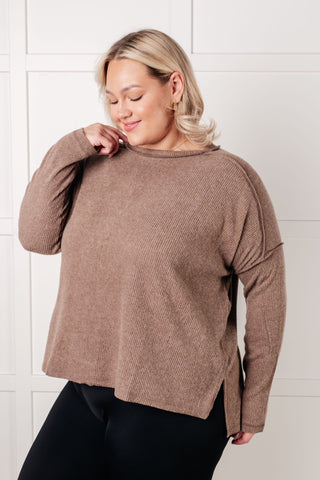 Simply Basic Ribbed Hacci Sweater in Mocha-sweater-Ave Shops-Motis & Co Boutique, Women's Fashion Boutique in Carthage, Missouri