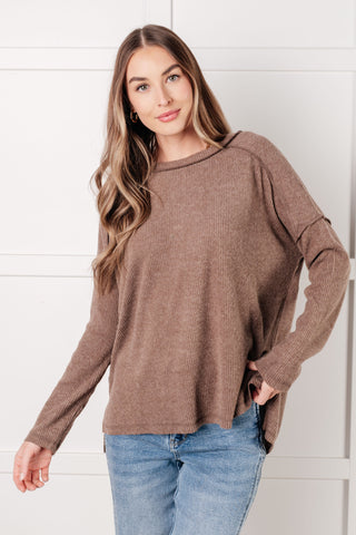 Simply Basic Ribbed Hacci Sweater in Mocha-sweater-Ave Shops-Motis & Co Boutique, Women's Fashion Boutique in Carthage, Missouri