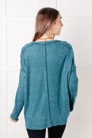 Simply Basic Ribbed Hacci Sweater in Teal-Sweaters-Ave Shops-Motis & Co Boutique, Women's Fashion Boutique in Carthage, Missouri