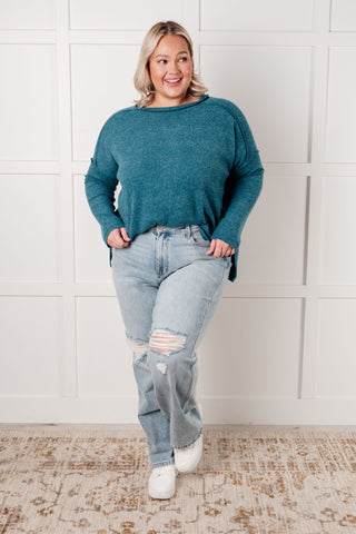 Simply Basic Ribbed Hacci Sweater in Teal-Sweaters-Ave Shops-Motis & Co Boutique, Women's Fashion Boutique in Carthage, Missouri