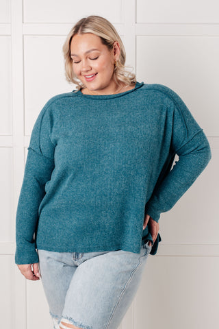 Simply Basic Ribbed Hacci Sweater in Teal-Sweaters-Ave Shops-Motis & Co Boutique, Women's Fashion Boutique in Carthage, Missouri