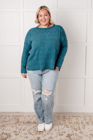 Simply Basic Ribbed Hacci Sweater in Teal-Sweaters-Ave Shops-Motis & Co Boutique, Women's Fashion Boutique in Carthage, Missouri