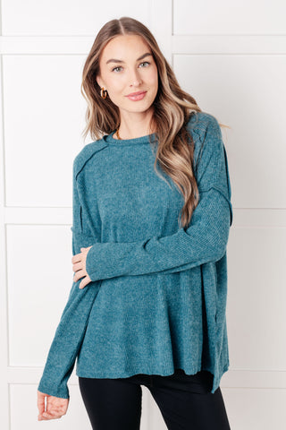 Simply Basic Ribbed Hacci Sweater in Teal-Sweaters-Ave Shops-Motis & Co Boutique, Women's Fashion Boutique in Carthage, Missouri