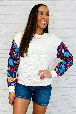 Sing a Melody Floral Sleeve Top-Womens-Ave Shops-Motis & Co Boutique, Women's Fashion Boutique in Carthage, Missouri