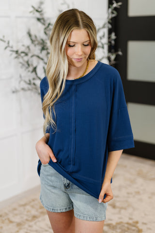 Stay On Top Relaxed Tee in Light Navy-T-shirt-Ave Shops-Motis & Co Boutique, Women's Fashion Boutique in Carthage, Missouri