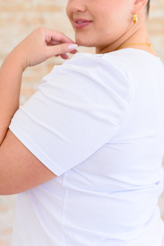 Strong Enough Puff Sleeve Tee In White-Tops-Ave Shops-Motis & Co Boutique, Women's Fashion Boutique in Carthage, Missouri