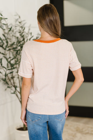 Sunbeam Shuffle Banded Round Neck Top in Orange-T-shirt-Ave Shops-Motis & Co Boutique, Women's Fashion Boutique in Carthage, Missouri
