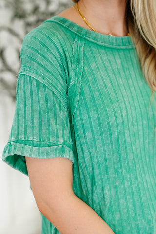 Sunday's Bestie Mineral Wash Top in Kelly Green-T-shirt-Ave Shops-Motis & Co Boutique, Women's Fashion Boutique in Carthage, Missouri
