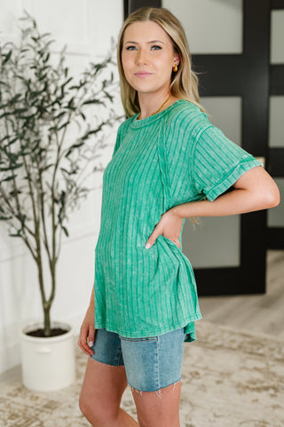 Sunday's Bestie Mineral Wash Top in Kelly Green-T-shirt-Ave Shops-Motis & Co Boutique, Women's Fashion Boutique in Carthage, Missouri