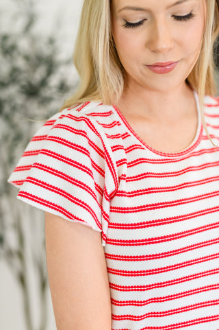 Sunny Stripes Casual Flutter Sleeve Dress-Dresses-Ave Shops-Motis & Co Boutique, Women's Fashion Boutique in Carthage, Missouri