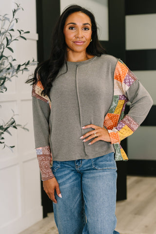 Sweet as Pie Color Block Relaxed Long Sleeve-sweatshirts-Ave Shops-Motis & Co Boutique, Women's Fashion Boutique in Carthage, Missouri