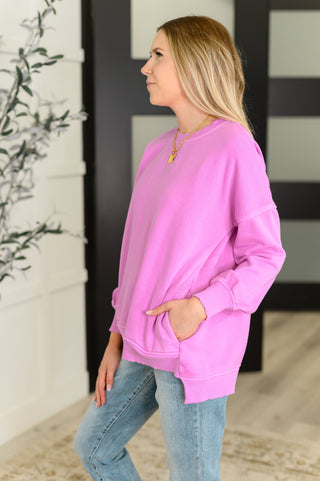 Talk Cozy to Me Stepped Hem Pullover in Bright Mauve-Pullovers-Ave Shops-Motis & Co Boutique, Women's Fashion Boutique in Carthage, Missouri