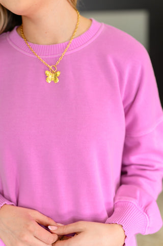 Talk Cozy to Me Stepped Hem Pullover in Bright Mauve-Pullovers-Ave Shops-Motis & Co Boutique, Women's Fashion Boutique in Carthage, Missouri