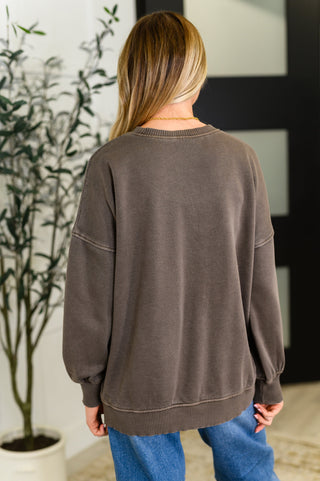 Talk Cozy to Me Stepped Hem Pullover in Brown-Pullovers-Ave Shops-Motis & Co Boutique, Women's Fashion Boutique in Carthage, Missouri
