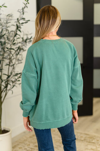 Talk Cozy to Me Stepped Hem Pullover in Dark Green-Pullovers-Ave Shops-Motis & Co Boutique, Women's Fashion Boutique in Carthage, Missouri
