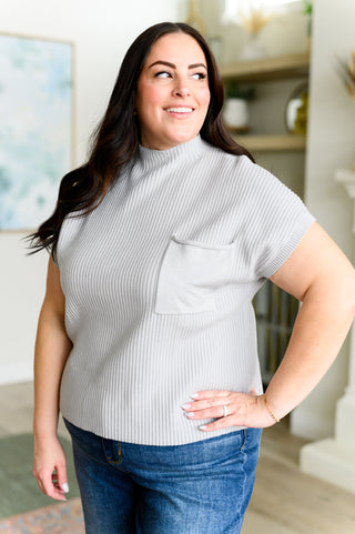 This Little Life Mock Neck Short Sleeve Sweater in Grey-Tops-Ave Shops-Motis & Co Boutique, Women's Fashion Boutique in Carthage, Missouri