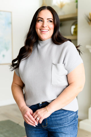 This Little Life Mock Neck Short Sleeve Sweater in Grey-Tops-Ave Shops-Motis & Co Boutique, Women's Fashion Boutique in Carthage, Missouri