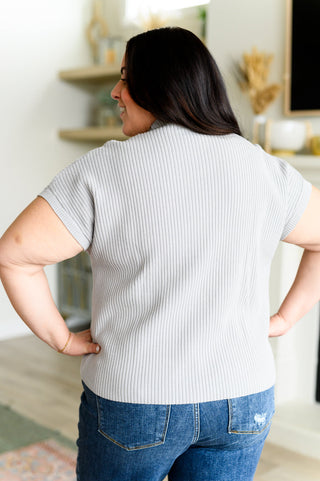 This Little Life Mock Neck Short Sleeve Sweater in Grey-Tops-Ave Shops-Motis & Co Boutique, Women's Fashion Boutique in Carthage, Missouri