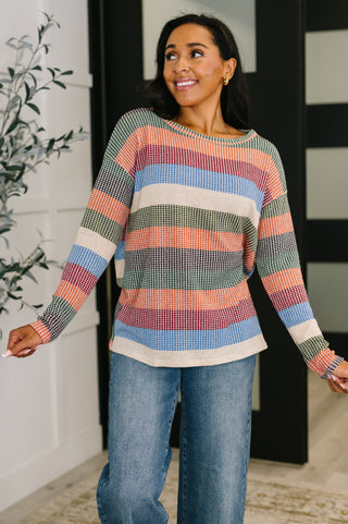 To Be Determined Drop Shoulder Top in Rust, Olive and Blue-Sweaters-Ave Shops-Motis & Co Boutique, Women's Fashion Boutique in Carthage, Missouri