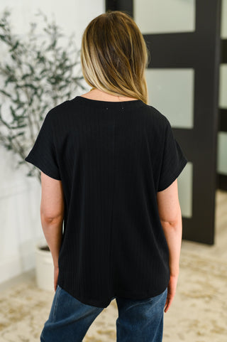 Top Shelf Basic V-Neck Ribbed Tee in Black-Tops-Ave Shops-Motis & Co Boutique, Women's Fashion Boutique in Carthage, Missouri