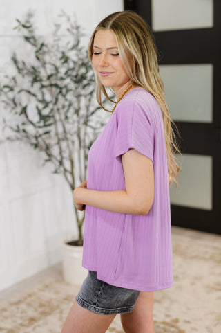 Top Shelf Basic V-Neck Ribbed Tee in Lavender-Tops-Ave Shops-Motis & Co Boutique, Women's Fashion Boutique in Carthage, Missouri