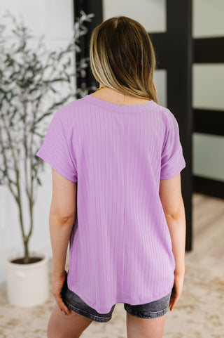 Top Shelf Basic V-Neck Ribbed Tee in Lavender-Tops-Ave Shops-Motis & Co Boutique, Women's Fashion Boutique in Carthage, Missouri