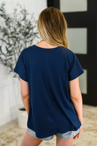 Top Shelf Basic V-Neck Ribbed Tee in Navy-Tops-Ave Shops-Motis & Co Boutique, Women's Fashion Boutique in Carthage, Missouri