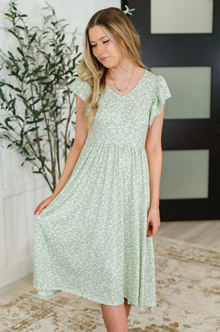 Twirl Me Softly Flutter Sleeve Dress in Sage-Dresses-Ave Shops-Motis & Co Boutique, Women's Fashion Boutique in Carthage, Missouri