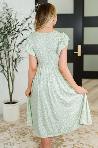 Twirl Me Softly Flutter Sleeve Dress in Sage-Dresses-Ave Shops-Motis & Co Boutique, Women's Fashion Boutique in Carthage, Missouri