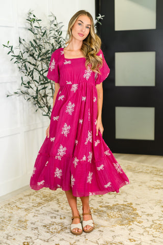 Twirl in Bloom Square Neck Dress in Hot Pink-Dresses-Ave Shops-Motis & Co Boutique, Women's Fashion Boutique in Carthage, Missouri