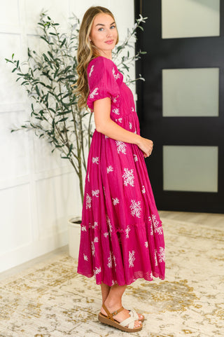 Twirl in Bloom Square Neck Dress in Hot Pink-Dresses-Ave Shops-Motis & Co Boutique, Women's Fashion Boutique in Carthage, Missouri