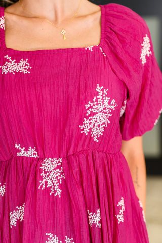 Twirl in Bloom Square Neck Dress in Hot Pink-Dresses-Ave Shops-Motis & Co Boutique, Women's Fashion Boutique in Carthage, Missouri