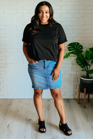 Uptown Crew T-Shirt in Black-Tops-Ave Shops-Motis & Co Boutique, Women's Fashion Boutique in Carthage, Missouri