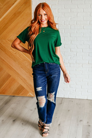 Uptown Crew T-Shirt in Green-Womens-Ave Shops-Motis & Co Boutique, Women's Fashion Boutique in Carthage, Missouri