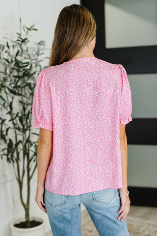 Wander Bloom Embroidered Puff Sleeve Blouse in Pink-Short Sleeves-Ave Shops-Motis & Co Boutique, Women's Fashion Boutique in Carthage, Missouri