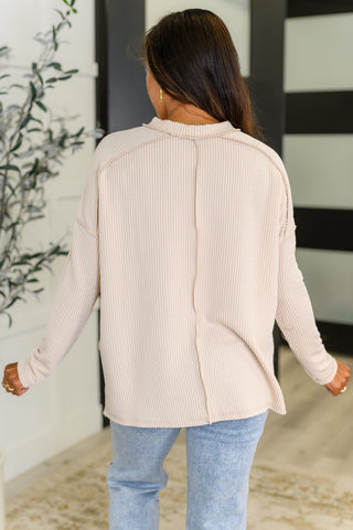 Wander & Rest Cable Ribbed Knit Drop Shoulder Top in Sand Beige-Sweaters-Ave Shops-Motis & Co Boutique, Women's Fashion Boutique in Carthage, Missouri