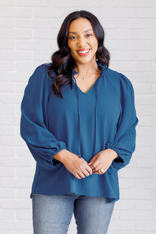 We Believe Keyhole Tie Detail Blouse-Long Sleeves-Ave Shops-Motis & Co Boutique, Women's Fashion Boutique in Carthage, Missouri