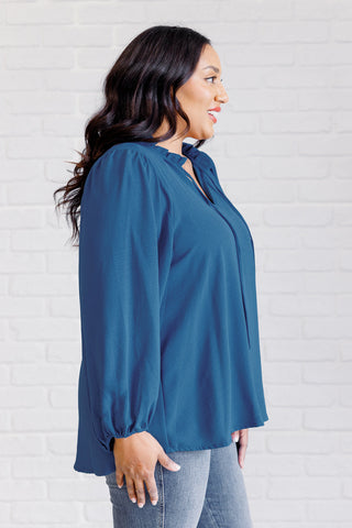 We Believe Keyhole Tie Detail Blouse-Long Sleeves-Ave Shops-Motis & Co Boutique, Women's Fashion Boutique in Carthage, Missouri