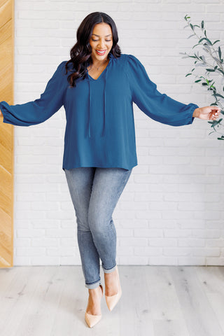 We Believe Keyhole Tie Detail Blouse-Long Sleeves-Ave Shops-Motis & Co Boutique, Women's Fashion Boutique in Carthage, Missouri