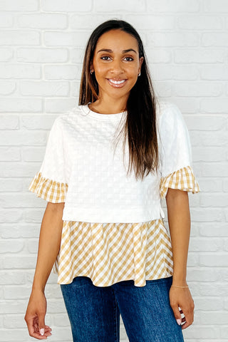 Welcome Me Home Gingham Print Top-Womens-Ave Shops-Motis & Co Boutique, Women's Fashion Boutique in Carthage, Missouri