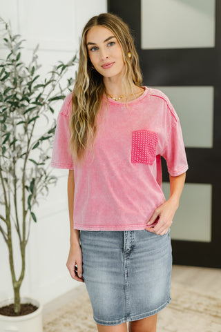 Who's That Girl Crochet Pocket T-Shirt-T-shirt-Ave Shops-Motis & Co Boutique, Women's Fashion Boutique in Carthage, Missouri